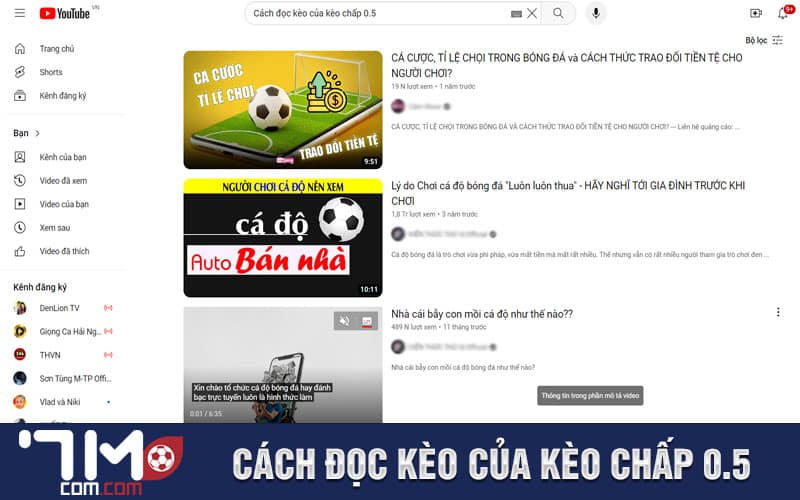 Cách đọc kèo của kèo chấp 0.5
