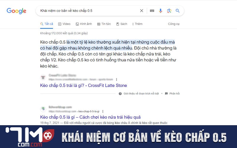 Khái niệm cơ bản về kèo chấp 0.5 
