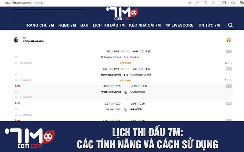 Lịch thi đấu 7m: Các tính năng và cách sử dụng 