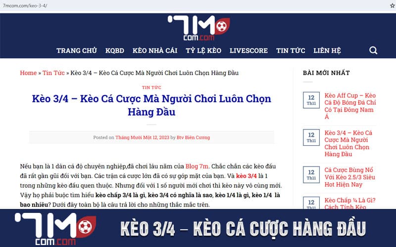 Kèo 3/4 – Kèo Cá Cược Hàng Đầu