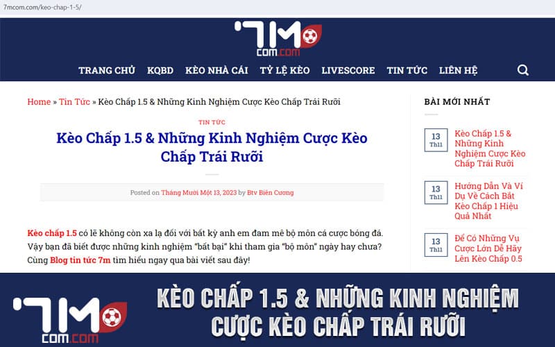 Kèo Chấp 1.5 & Những Kinh Nghiệm Cược Kèo Chấp Trái Rưỡi